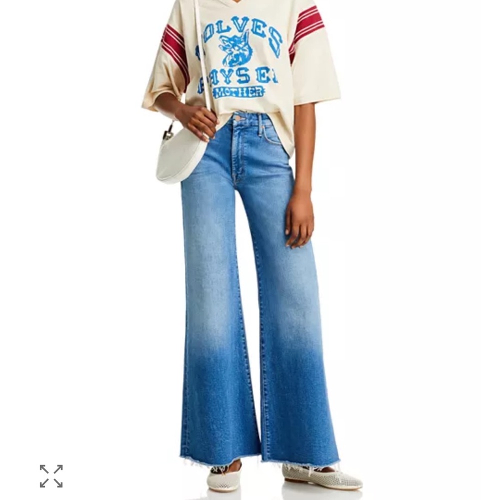 MOTHER The Roller High Rise Wide Leg Jeans in Work Hard Play Hard